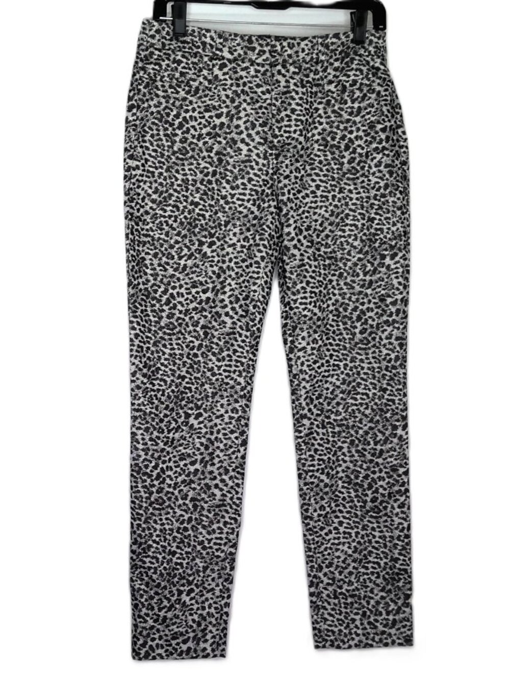 NWT Banana Republic Sloan Dress Pants Black & Gray Metallic Leopard Print Sz 4